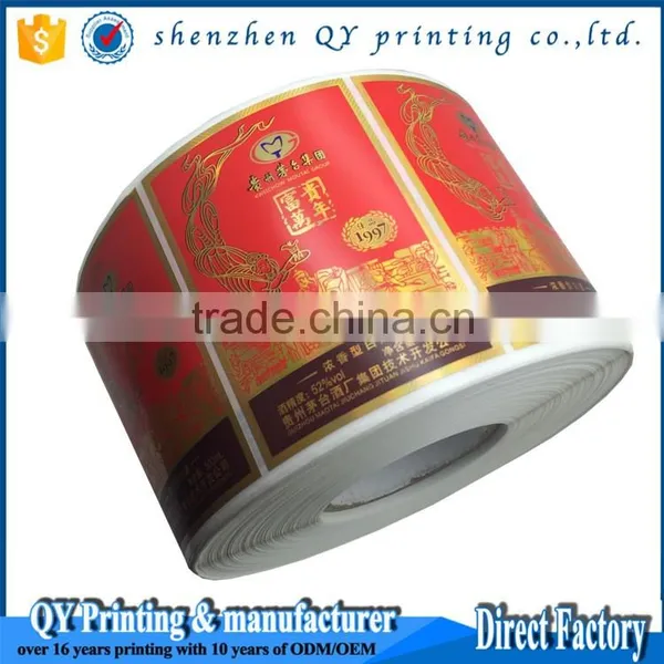 Coloful Adhesive Label Printing, Hot Sale Wine Label With Gold Stamping photo-4