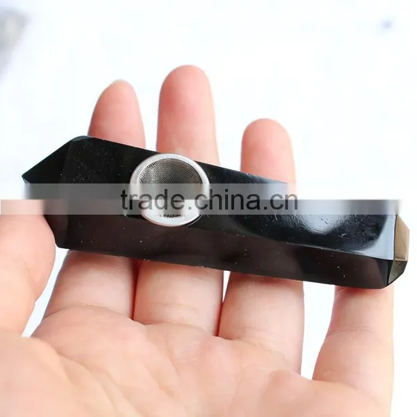 Natural Black Obsidian Cheap Smoking Pipes for Sale photo-3