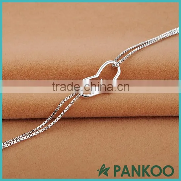 Fancy Genuine Pure Silver Heart Jewelry Bracelet photo-2