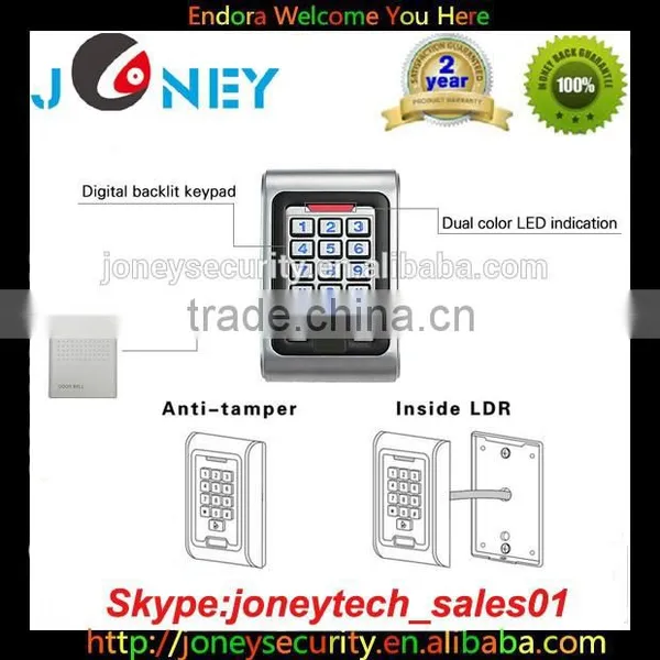JYA-H100EM-W IP68 Waterproof Door Access Controller System With Metal Keypad for Gate Entrance