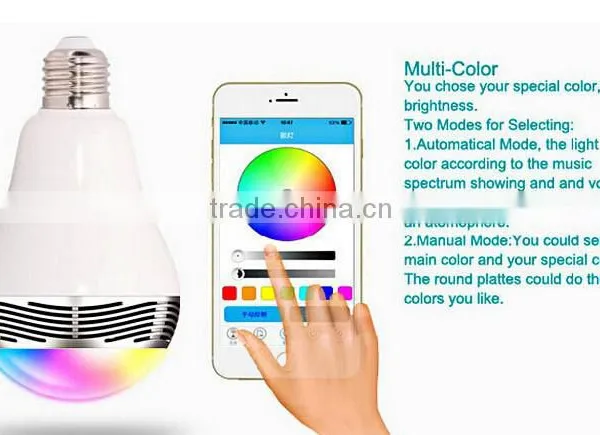 Smart Bluetooth LED Light Bulbs Wireless Control Speaker Smart Music Audio Speaker LED RGB Color Bulb Light Lamps photo-2