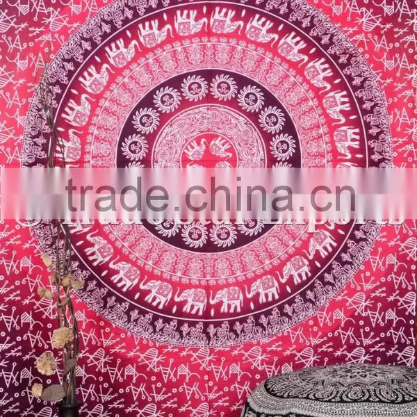 Indian Ombre Gypsy Elephant Hippie Mandala Wall Art Queen Cotton Boho Wall Hanging Home Decorative Ethnic Tapestry photo-6