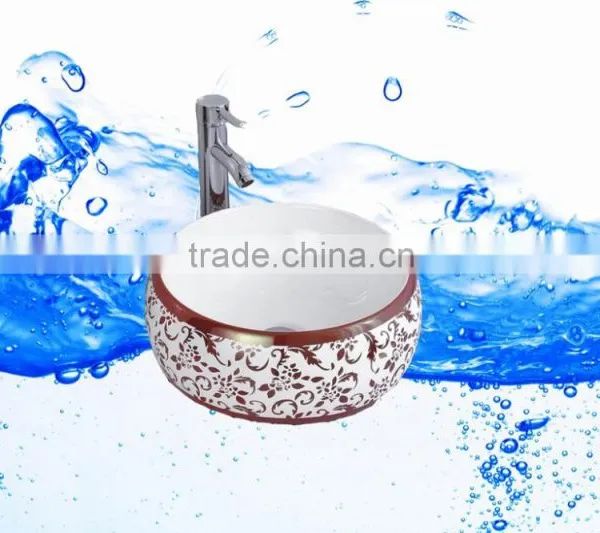 Fashionable Sanitary Ware Ceramic Bathroom Sink Chinese Style Golden Wash Basins photo-3