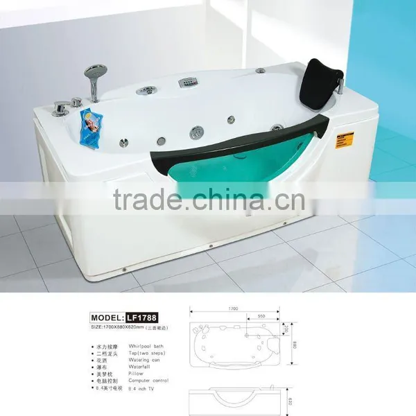 Manufacturer Classical Acrylic Massage Bathtub 1700 Bathtub With Radio
