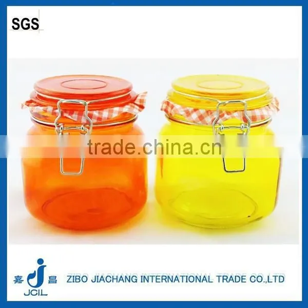 500ml Clear Airtight Empty Glass Honey Jar With Metal Clamp Lid CK09E photo-2