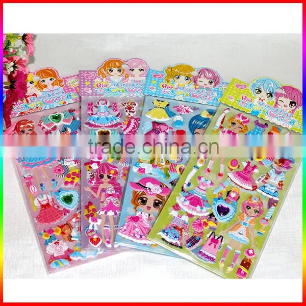 Foam Girl Puffy Stickers Princess Dress Up Sticker for Promotional photo-3