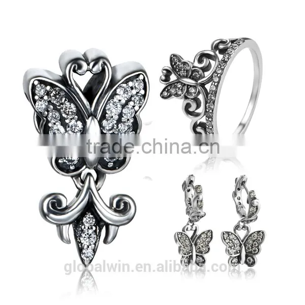 Luxury Silver Jewelry Set Wholesale Sterling Silver Cz Stud Earrings 925 Thailand Silver Earring Fashion Letter Pendant Jewelry