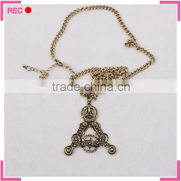 Eiffel Tower Necklace With Gear Decoration, Stainless Steel Chain Necklace photo-2