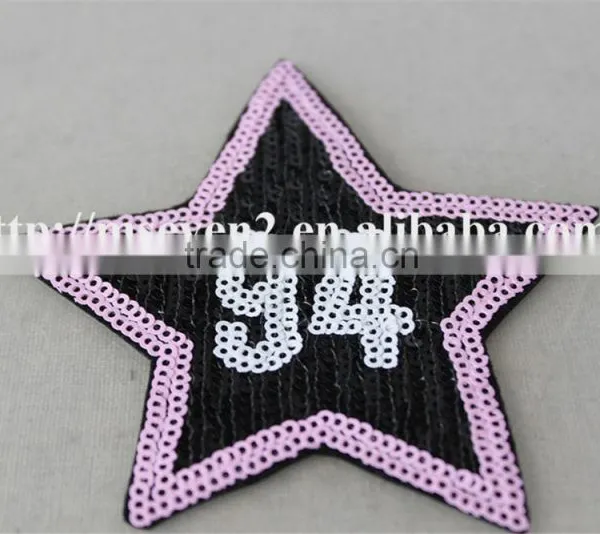 100% Fashion Design Embroidery Sequin Patch With Applique Embroidery Star Patches Three Color Design for Cloting photo-5
