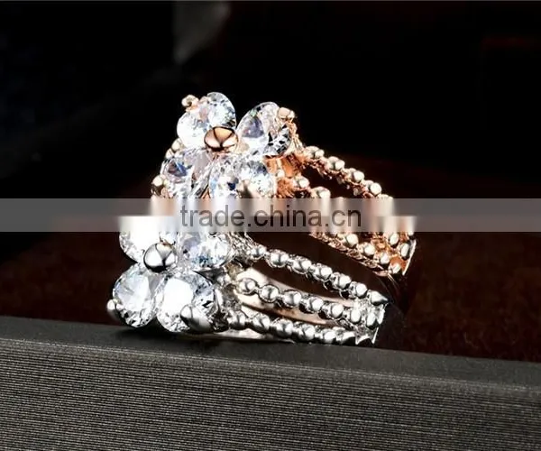 Wholesale Fashion Jewelry Gold/silver Clear Crystal Luxury Wedding Piston Ring photo-5