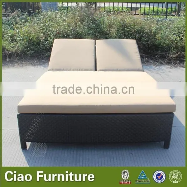 Outdoor Pool Rattan Double Red Sun Lounger Furniture photo-2