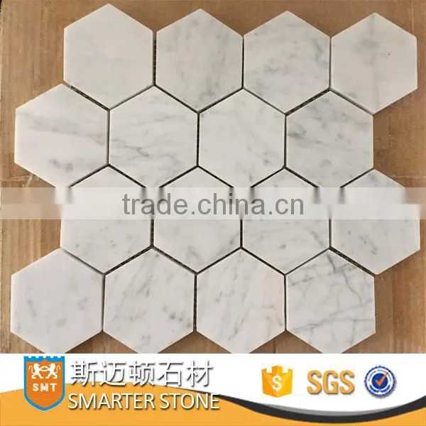 Large Herringbone Marble Herringbone Tiles 50x100mm on Mesh photo-3