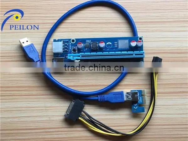 PCI-E 6pin Express 1x to 16x Converter Card With 60cm USB 3.0 Cable Power PCIE for Bitcoin