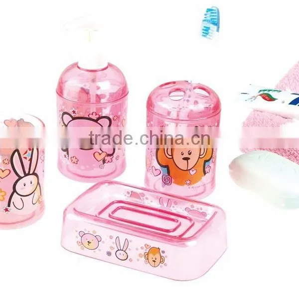 4pcs Plastic Bathroom Set With Different Colour and Decal photo-2