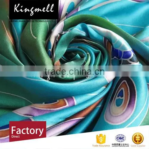 Custom Peacock Pattern Digital Print OEM Silk Crepe Scarf photo-3