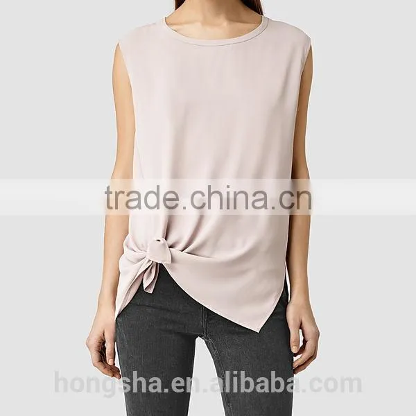 2016 Fashion Lightweight Knot Hemline Sleeveless Tank Top HST8036 photo-5