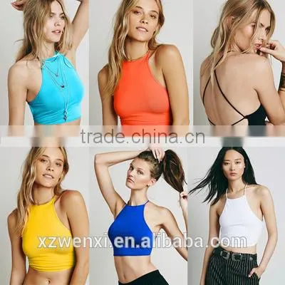 2016 New Hot Style Candy Color Back Belt Sport Tank Top Bra