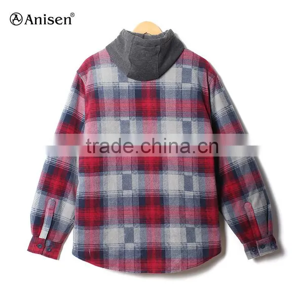 Express Wholesale Hooded Men Fleece Plaids Jacket photo-2
