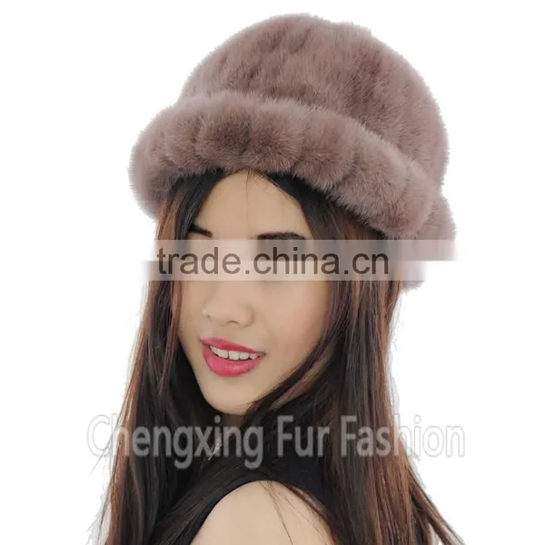 CX-C-197C Latest Winter Fashion Wholesale Real Mink Girls Fur Bucket Hat photo-6