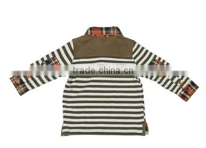 Boys Autumn Striped Long Sleeve Polo Shirt 100% Cotton T Shirt photo-4