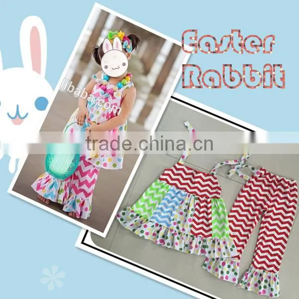 2016 Easter Outfits Girls Polka Dots Color Eggs Straps Dress Set Cute Easter Clothing Toddler Girl Outfits Hot Sale Spring Sets photo-4