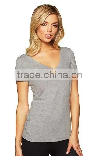 Next Level Apparel Ladies' CVC V-Neck Tee - Made From 60% Cotton, 40% Polyester Jersey and Comes With Your Logo. photo-2