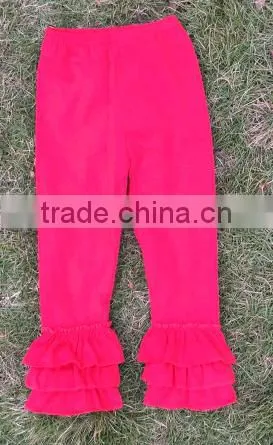 2015 Girls Ruffle Leggings Solid Colors Kids Cotton Pants Wholesale Girls Triple Ruffle Pants photo-3