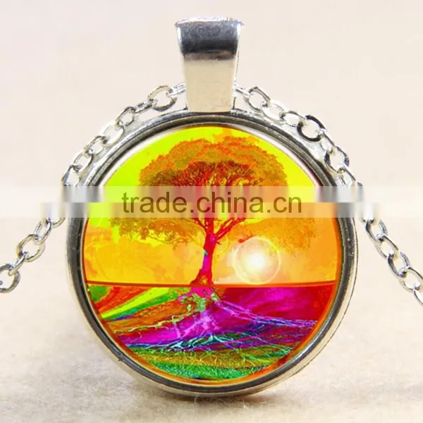 XP-TGN-LT-134 Factory Price Vintage Meaningful Dome Cabochon Mandala Antique Time Gemstone Necklace For Promotional Gift photo-2
