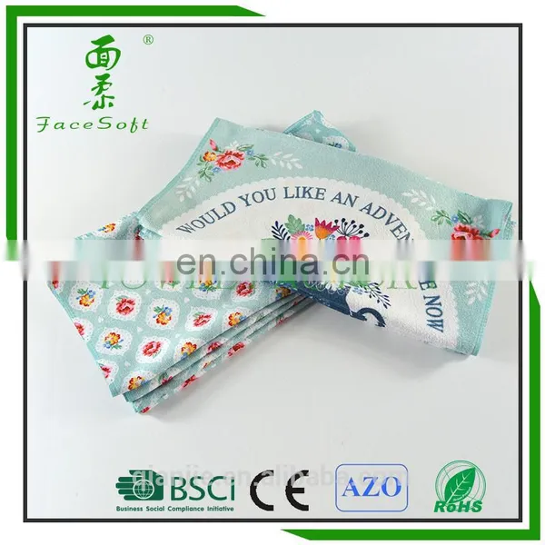 Custom Design Kitchen Cleaning Use Cheap Polyester Microfiber Printed Tea Towel photo-5