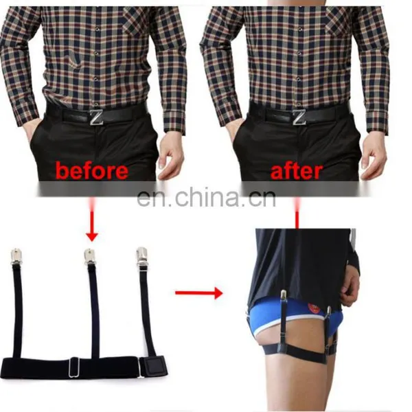Wholesale One Pair Men's Colorful Elastic Shirt Stays Holders Garter With Non-slip Locking Clamps photo-4