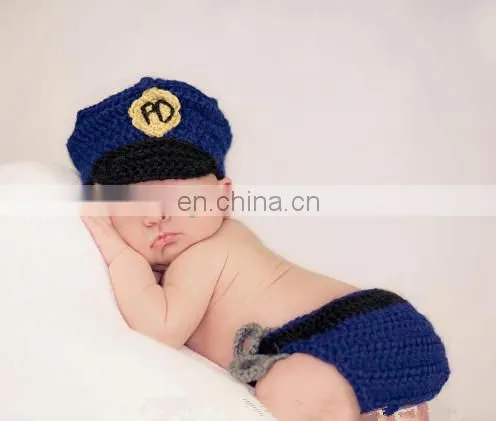 Crochet Policeman Hat Set - Crochet Police Set - Policeman Hat & Diaper - Photo Prop - Policeman