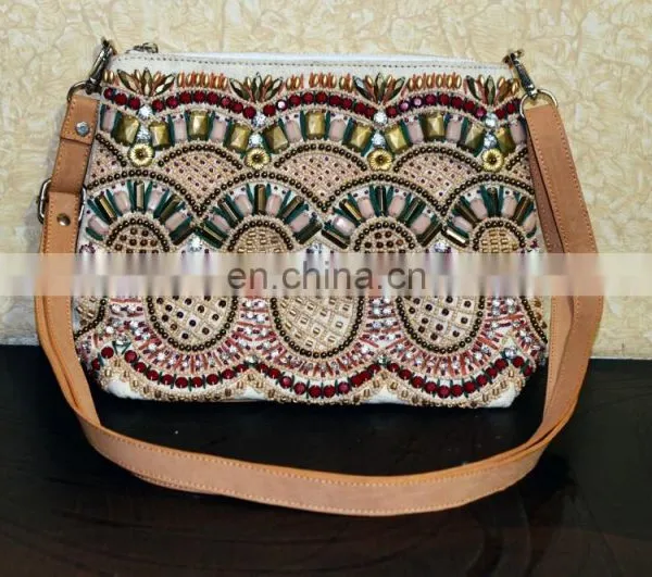 EMBROIDERED FASHION LEATHER BAG FOR LADIES GIRLS EMBELLISHED BAG