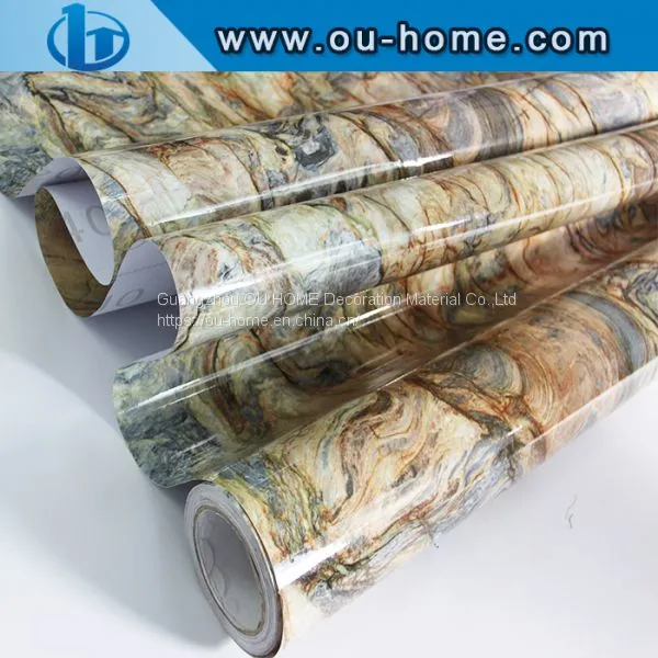 OUHOME Glossy Marble Effect Contact Paper Film Vinyl Self Adhesive Foil photo-5