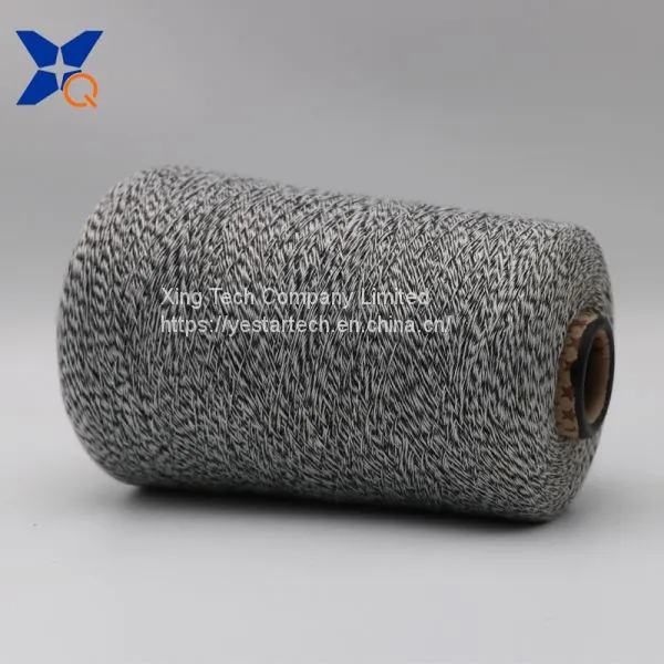 Ne16/1 Metal Fiber 5%-polyester Fiber 95% Twist With Ne32/2 Black Rayon/viscose Fiber Yarn-XT11166 photo-3