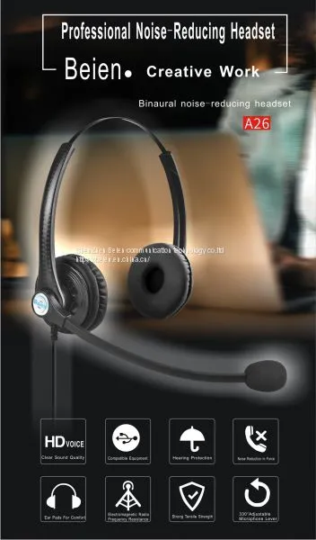 China Beien A26 RJ Telephone Call Center Headset Noise-cancelling Headset Customer Service Gaming Headset