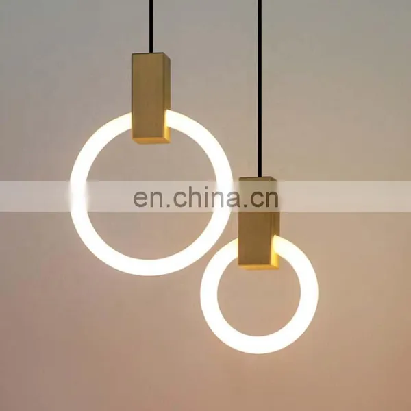 Nordic Indoor Lighting Modern Acrylic Round Ring LED Metal Light Pendant Lamp photo-2