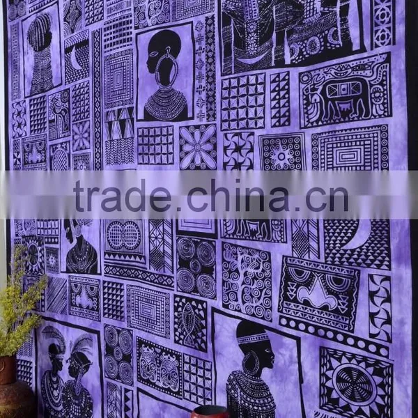 Indian Tapestry Cotton African Print Purple Vintage Wall Hanging Tapestries Throw Mandala Print Bedsheet photo-2