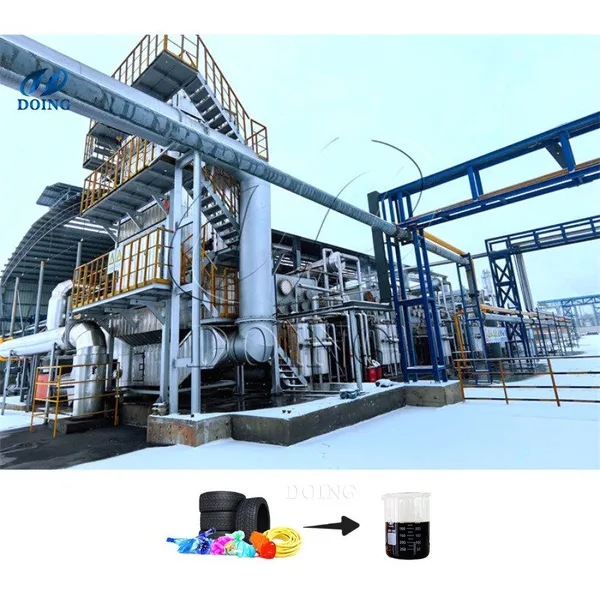 Hot sales PLC control fully automatic 15-200TPD continuous waste tire plastic pyrolysis plant