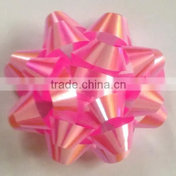 Iridescent Handmade Star Ribbon Bow, Artificial Plastic Ribbon Bow,Pull Ribbon Bow photo-3