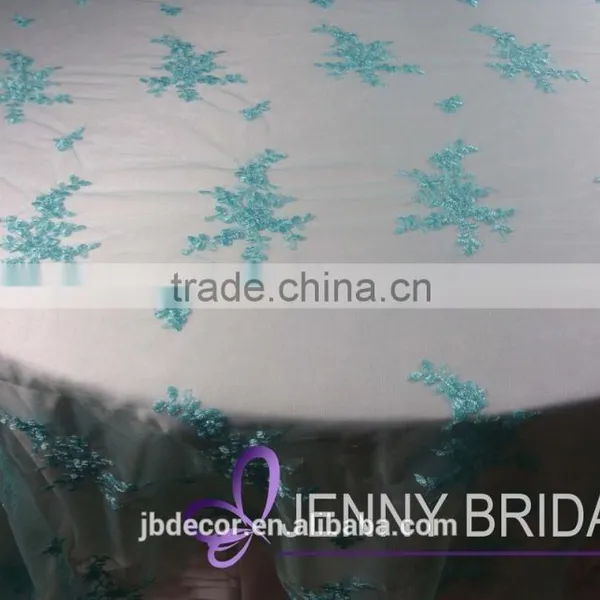 TL002R2(4) Cheap Wedding White Embroidery Lace Overlay Tablecloths photo-6