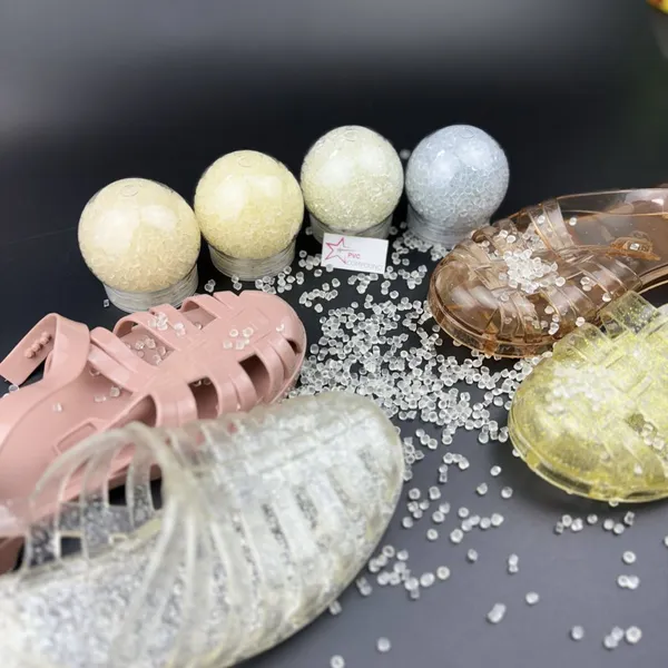 High Transparent Modified PVC Sandals Jelly Shoes With Granules Compound Beads photo-4