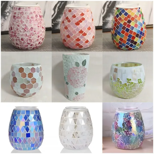 Bud Vase Table Vase Glass Vase Colorful Unique Vase Home Decoration Flower Vase Gift Set Flower Pot Mosaic Glass Vase Glass Jar Glass Pot photo-2