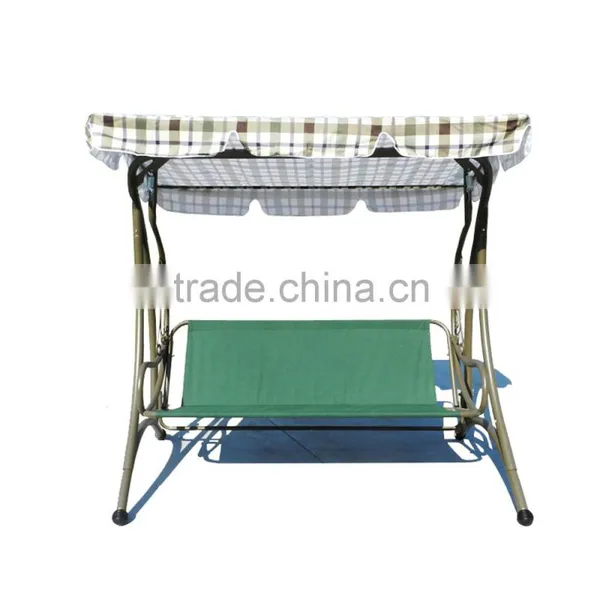 Hot Sale Country Style Fresh Plaid Stripes Outdoor Patio Swing Chair Garden Iron Swing photo-3