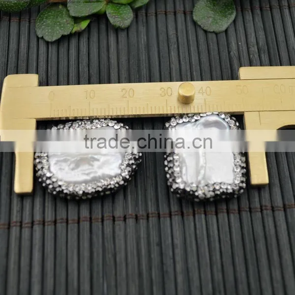 LFD-007B Druzy Pearl Pave Rhinestone Rectangle Connector Spacer Beads Diy Jewelry Finding photo-2