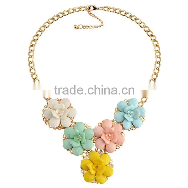 Bohemian Style Women's Resin Flower Choker Bib Statement Necklace Collar Chain Pendant photo-5