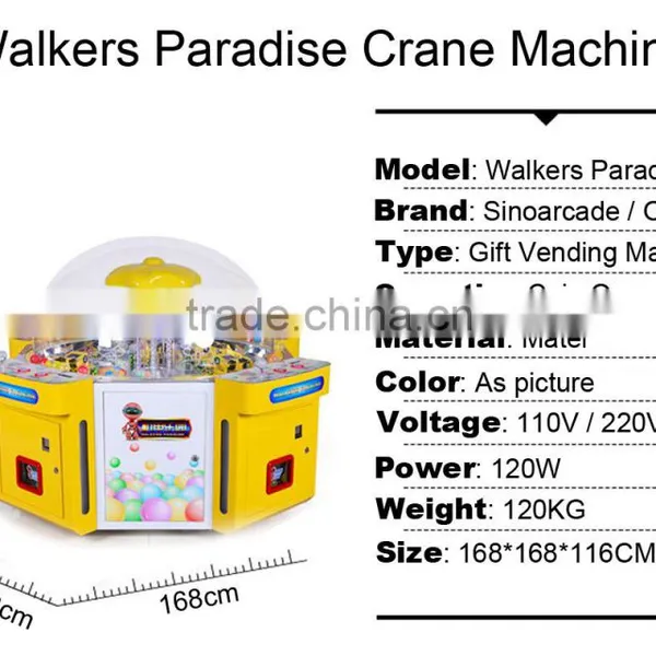 Sinoarcade Walkers Paradise 4 Players Coin Operated Gumball Machine Crane Prize Amusement Games photo-5