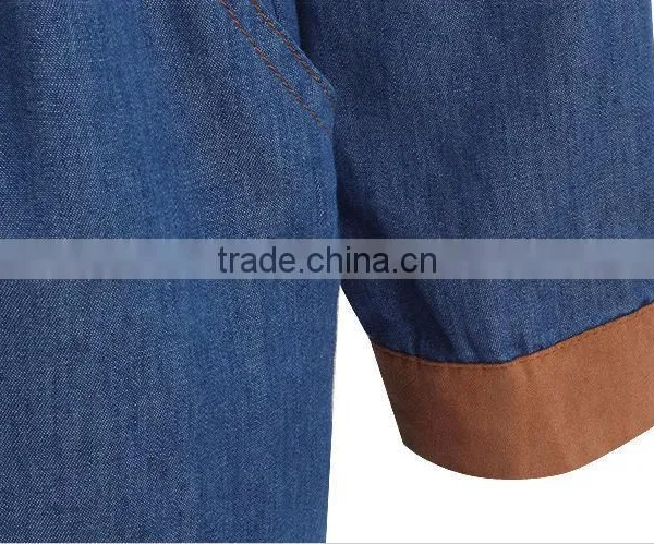 2015 Fashion High Quality New Arrival Girls Long Sleeve Denim Winter Dress With Contrast Color photo-6