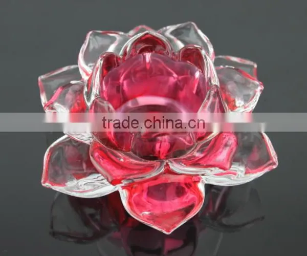 Pillar Candle Holder Glass, Lotus Glass Candle Wedding