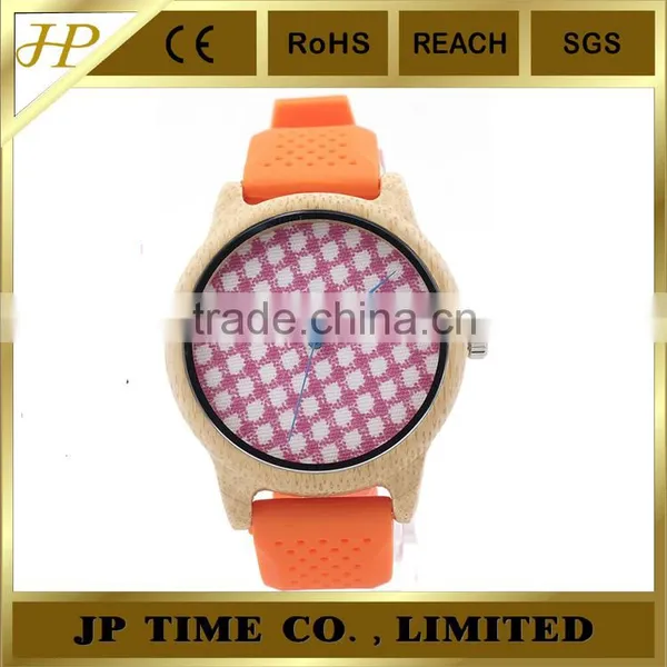 Bamboo Wooden Watch Cloth Dial Soft Silicone Band Quartz Hot Watch photo-6