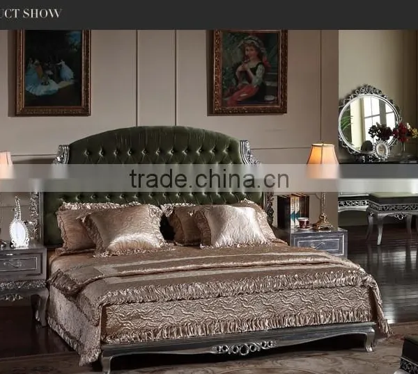 Neoclassical Furniture Silver Foil Leaf Gilding Hand Carved Bed photo-2